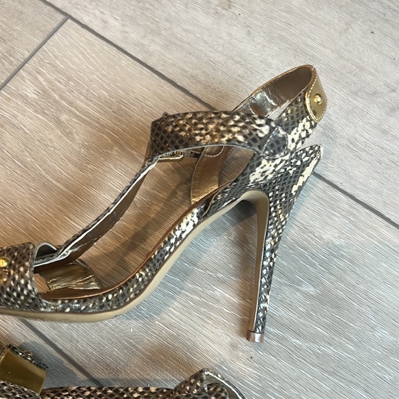 STEVE Madden Reya snakeskin and gold strappy heel size 8 - Picture 8 of 13